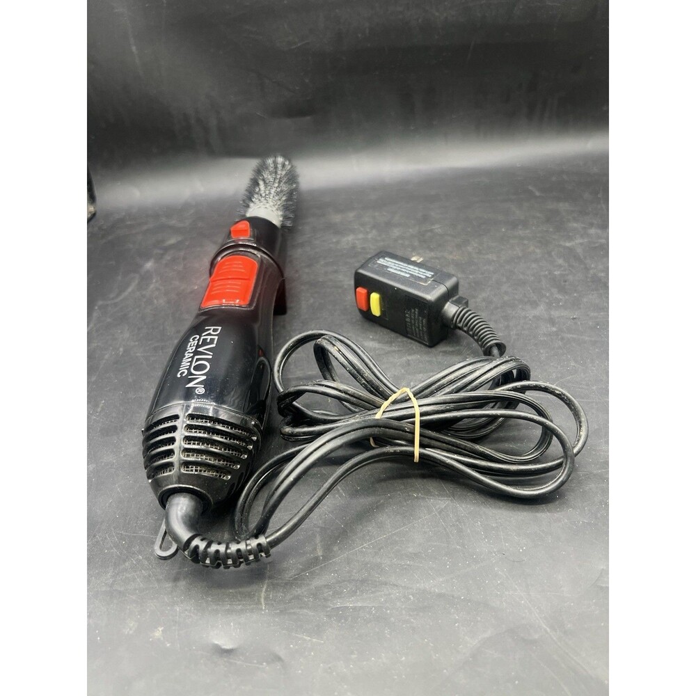 Revlon RV444 Ceramic Hot Air Styler Dryer 1" Round Brush Red Black Tested Works